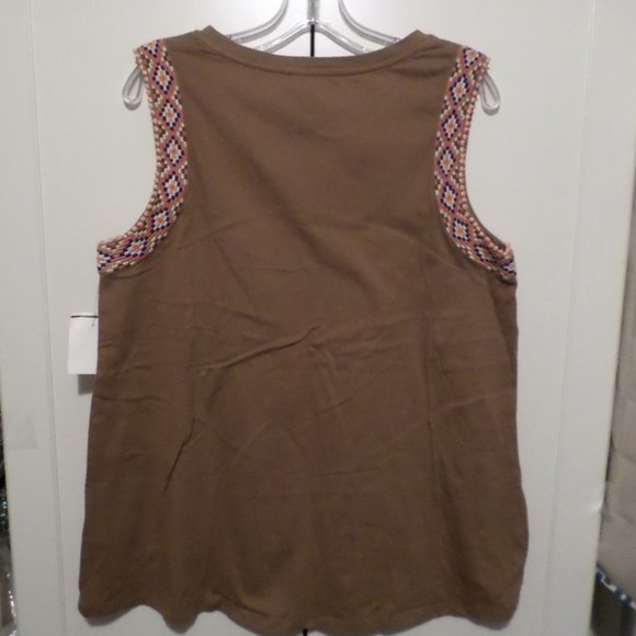 Alphamoment Cotton Hand Embroidered Beaded Sleeveless Top NWT Sz L - Picture 3 of 3